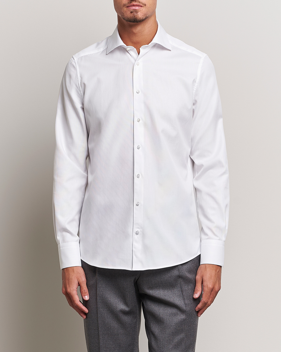 Herre | Businesskjorter | Stenströms | 1899 Slim Cotton Royal Oxford Shirt White