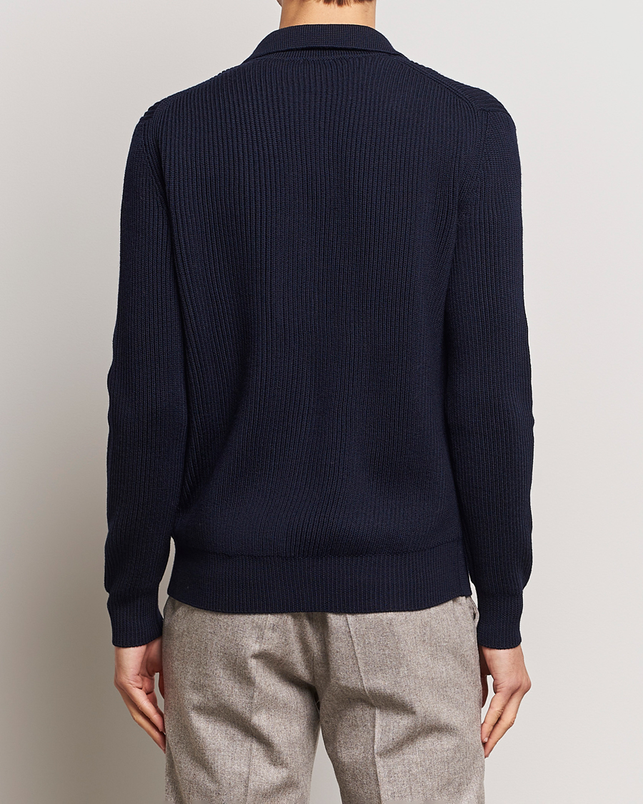 Herre | Trøjer | Altea | Rib Wool Cardigan Navy