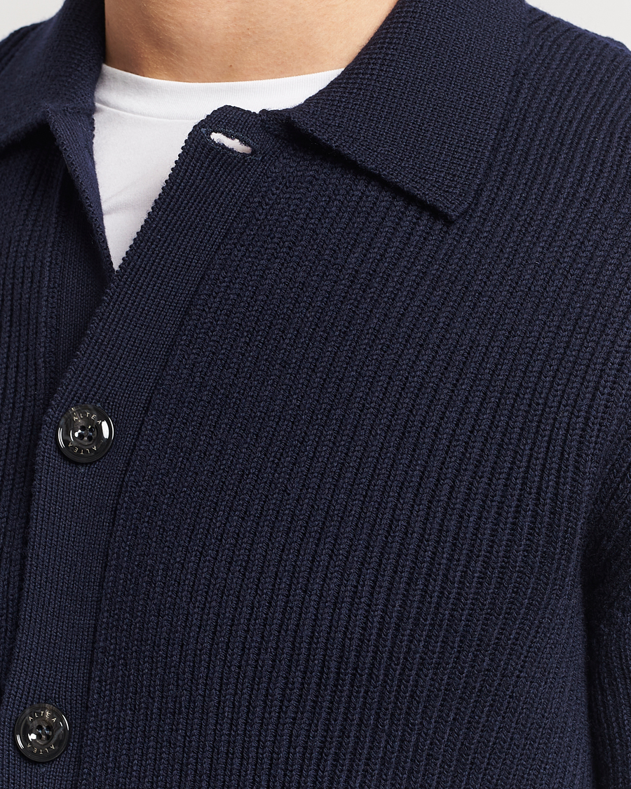 Herre | Trøjer | Altea | Rib Wool Cardigan Navy