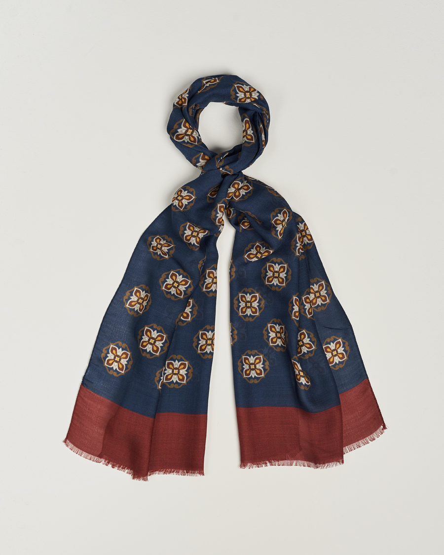 Herre | Altea Printed Medallion Wool Scarf Navy | Altea | Printed Medallion Wool Scarf Navy