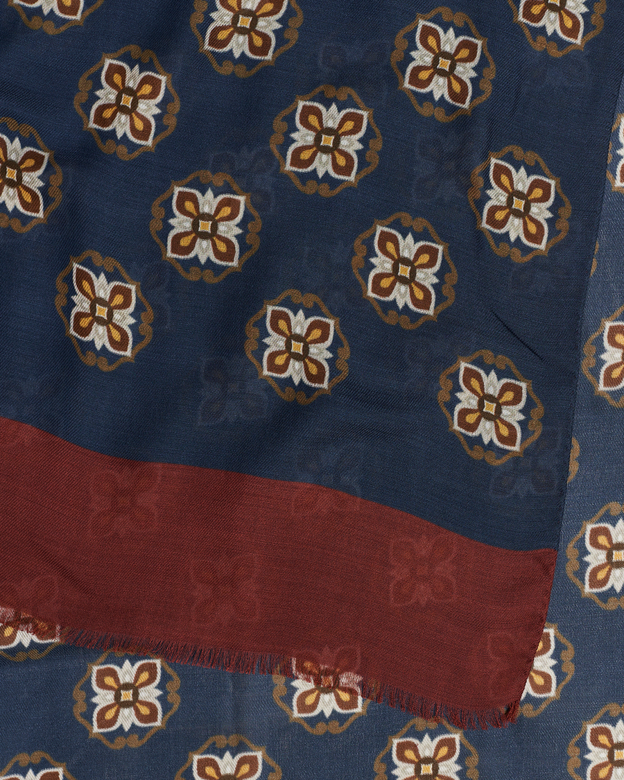 Herre | Altea Printed Medallion Wool Scarf Navy | Altea | Printed Medallion Wool Scarf Navy