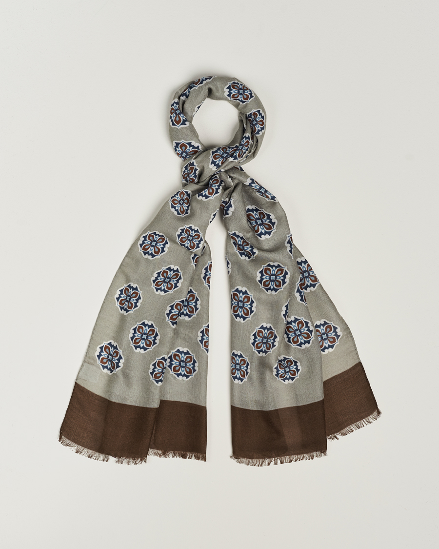 Herre | Altea Printed Medallion Wool Scarf Light Grey | Altea | Printed Medallion Wool Scarf Light Grey