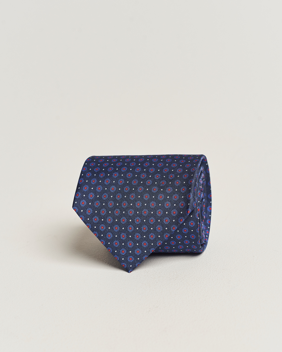 Herre | Altea Printed Silk Tie Navy/Red | Altea | Printed Silk Tie Navy/Red