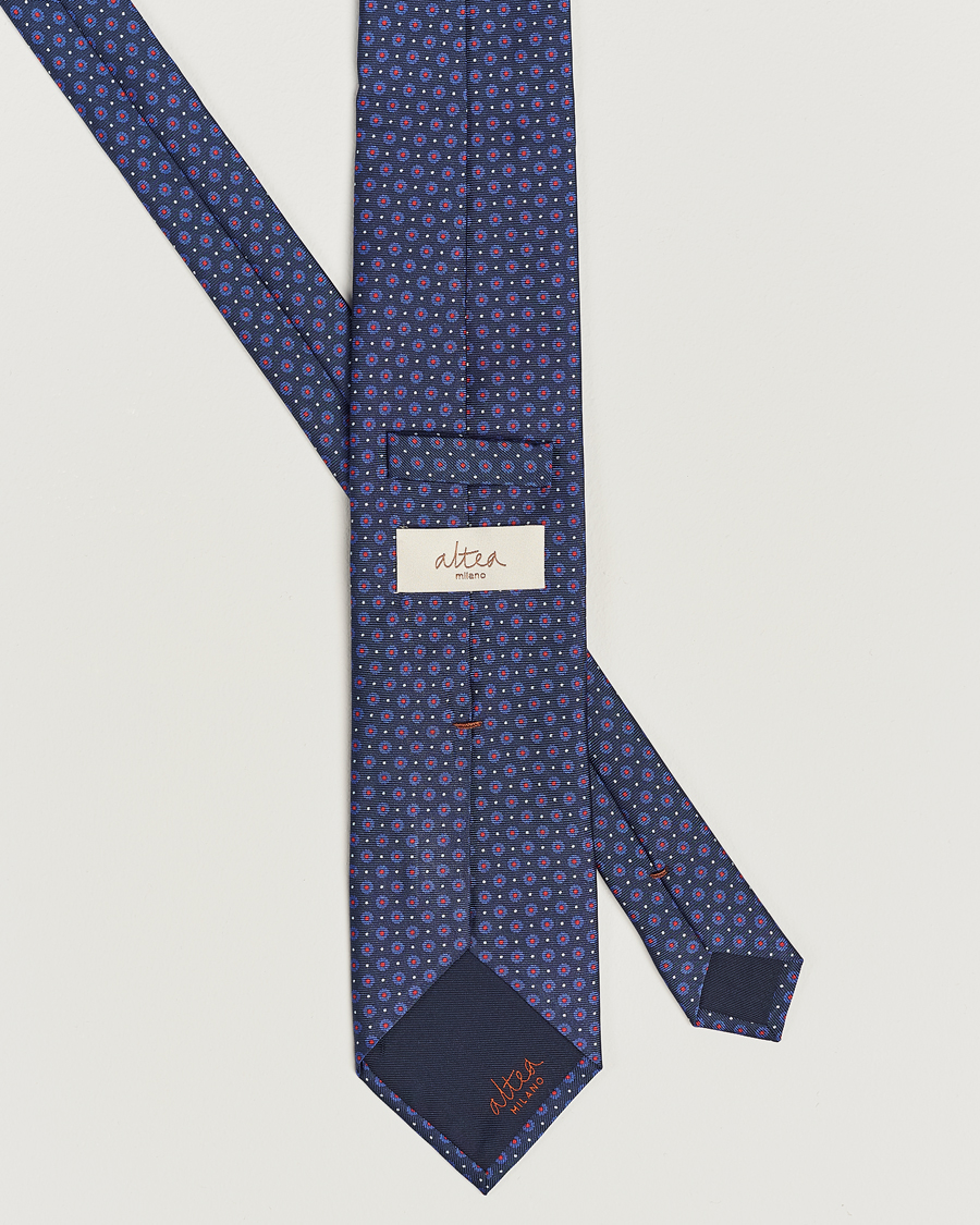 Herre | Altea Printed Silk Tie Navy/Red | Altea | Printed Silk Tie Navy/Red