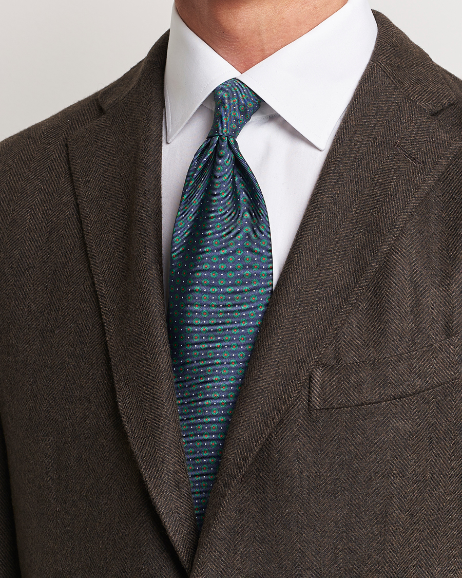 Herre | Jakkesæt | Altea | Printed Silk Tie Navy/Green