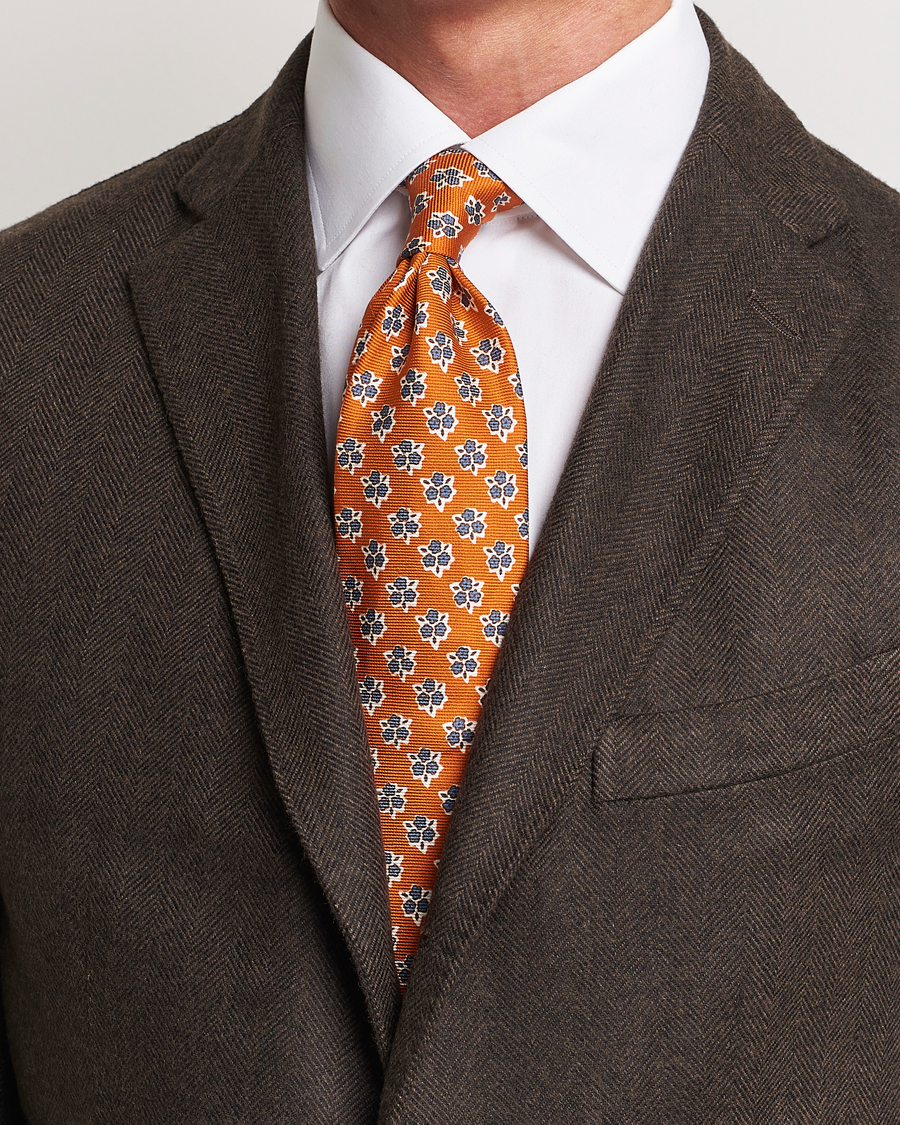 Herre |  | Altea | Printed Silk Tie Orange