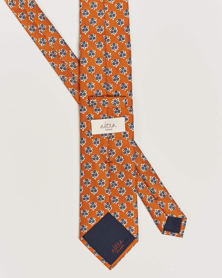 Herre | Altea Printed Silk Tie Orange | Altea | Printed Silk Tie Orange
