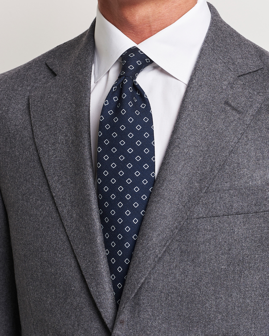 Herre |  | Altea | Printed Wool Tie Navy