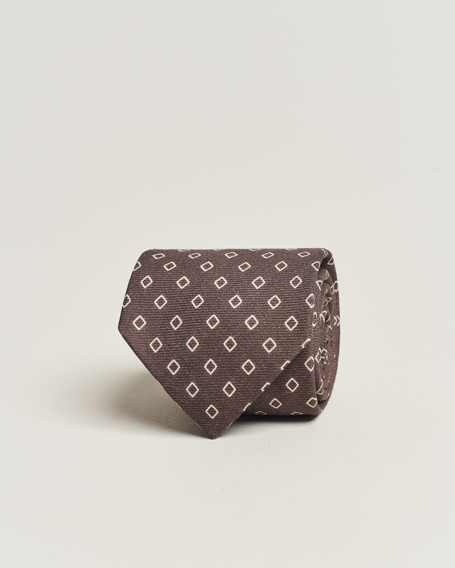 Herre | Altea Printed Wool Tie Brown | Altea | Printed Wool Tie Brown