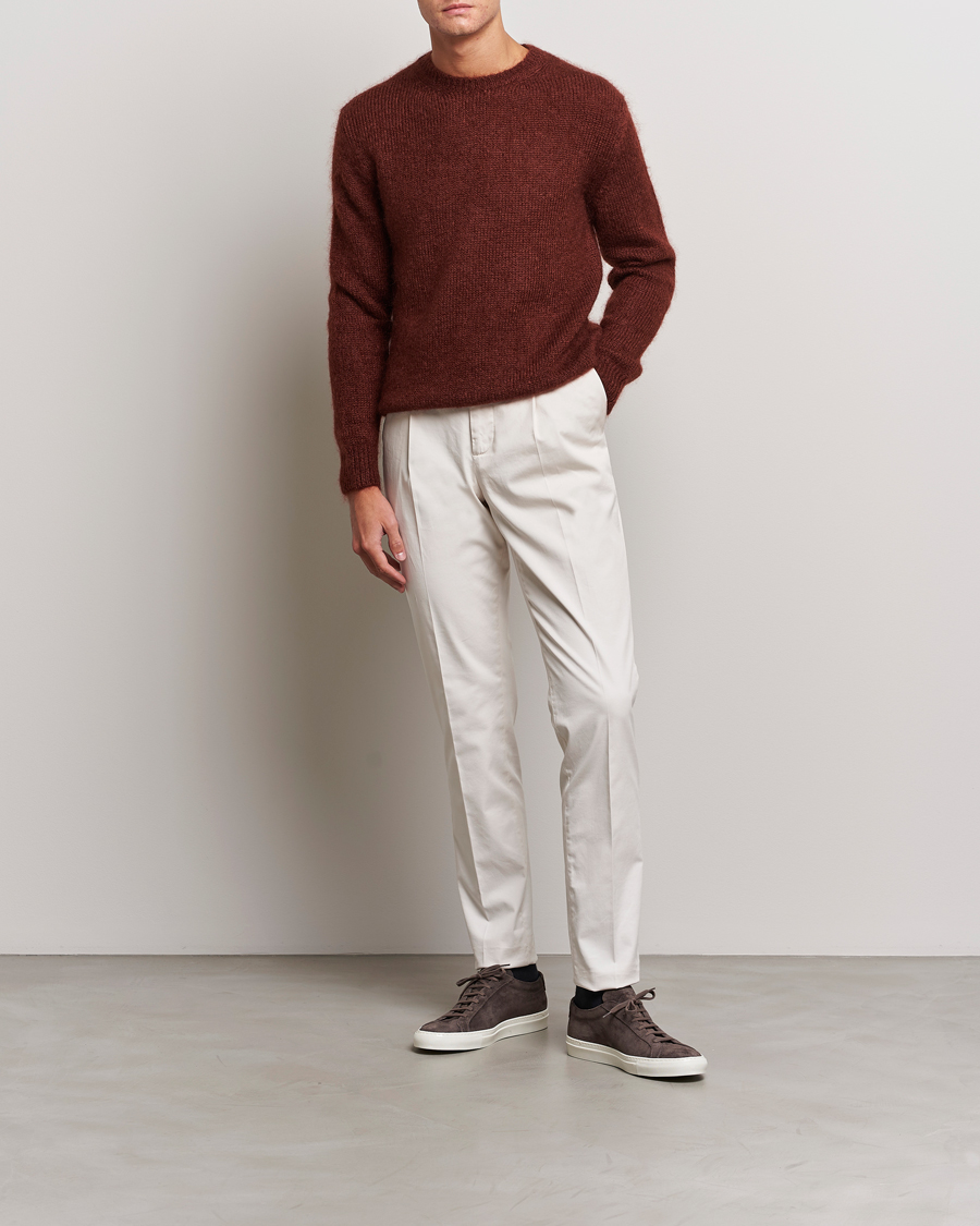 Herre | Trøjer | Massimo Alba | Alder Mohair/Silk Crew Neck Burnt Orange