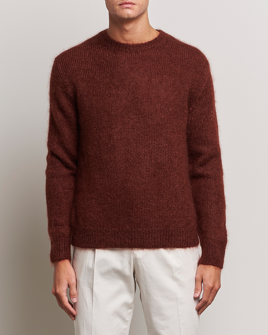 Herre | Trøjer | Massimo Alba | Alder Mohair/Silk Crew Neck Burnt Orange