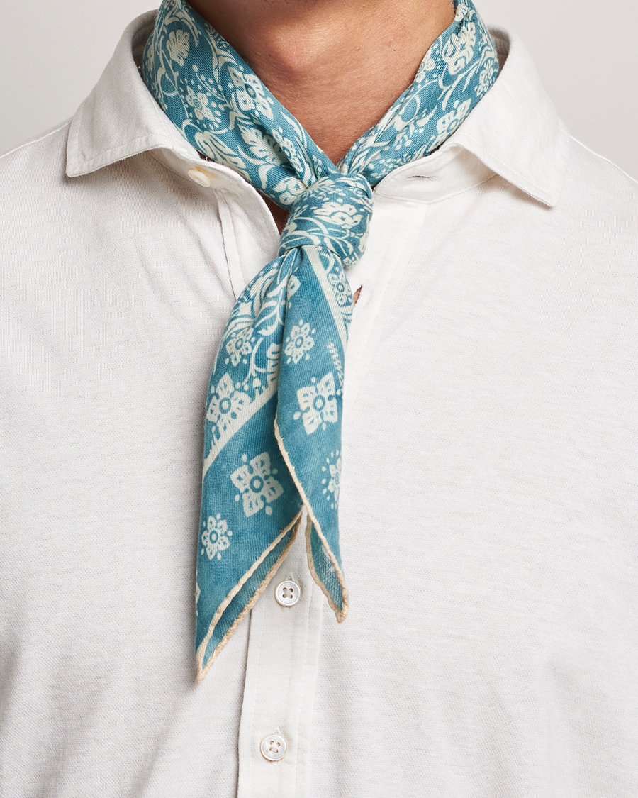 Herre |  | Massimo Alba | Printed Cashmere Bandana Turchese