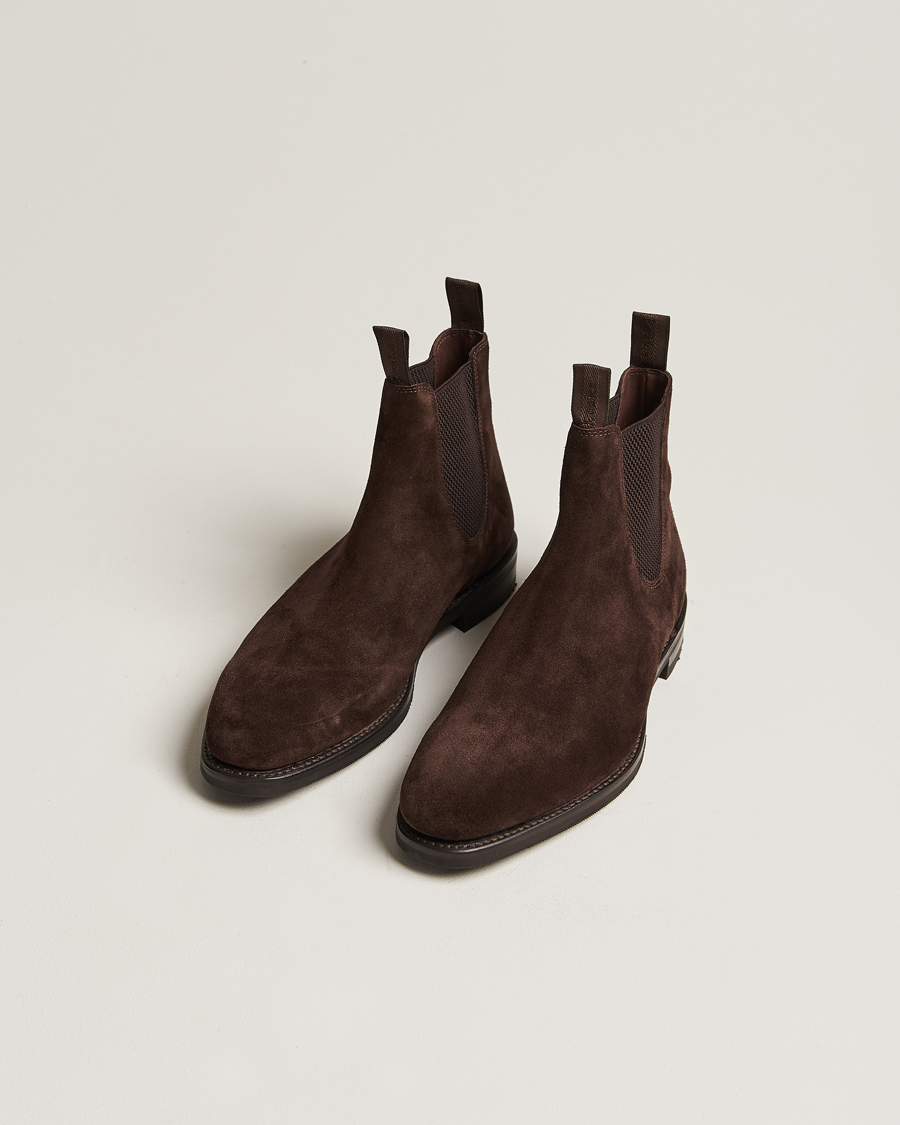 Herre | Håndlavede sko | Loake 1880 | Emsworth Chelsea Boot Dark Brown Suede