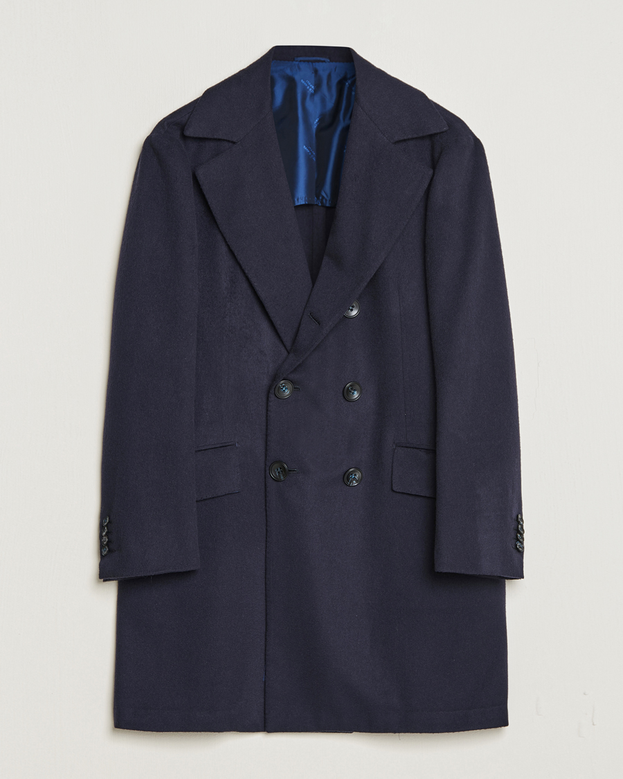 Herre | Jakker | Kiton | Double Breasted Cashmere Coat Navy