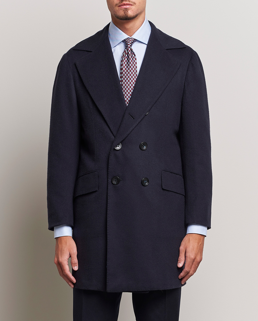 Herre | Jakker | Kiton | Double Breasted Cashmere Coat Navy