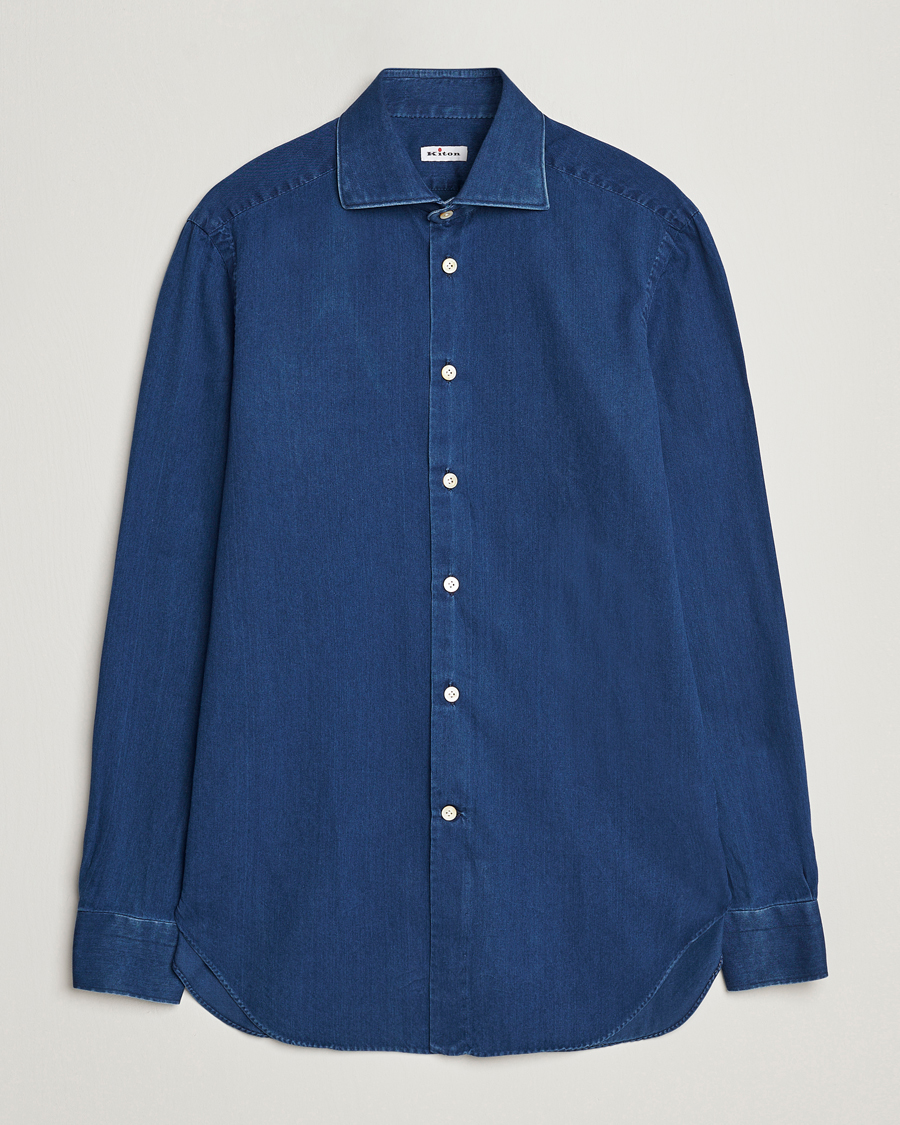 Herre | Skjorter | Kiton | Slim Fit Denim Shirt Medium Blue Wash