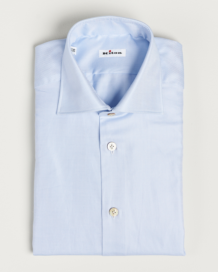 Herre | Quiet Luxury | Kiton | Slim Fit Royal Oxford Shirt Light Blue