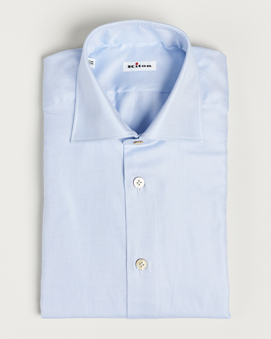 Herre | Skjorter | Kiton | Slim Fit Royal Oxford Shirt Light Blue