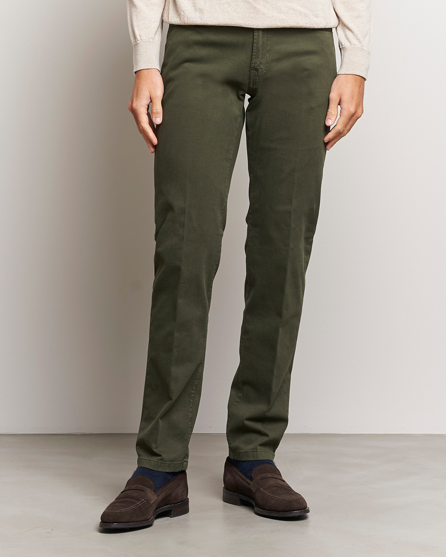Herre | 5-pocket bukser | Kiton | Slim Fit Cashmere/Cotton 5-Pocket Pants Dark Green