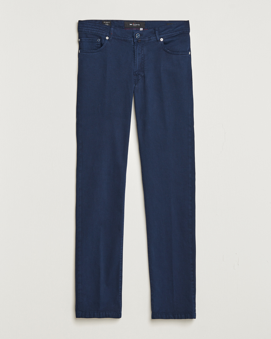 Herre |  | Kiton | Slim Fit Cashmere/Cotton 5-Pocket Pants Navy