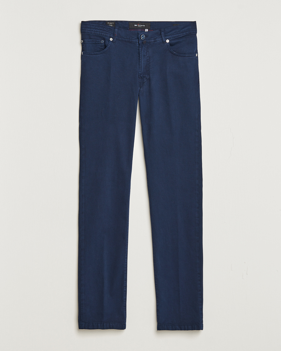 Herre | Bukser | Kiton | Slim Fit Cashmere/Cotton 5-Pocket Pants Navy