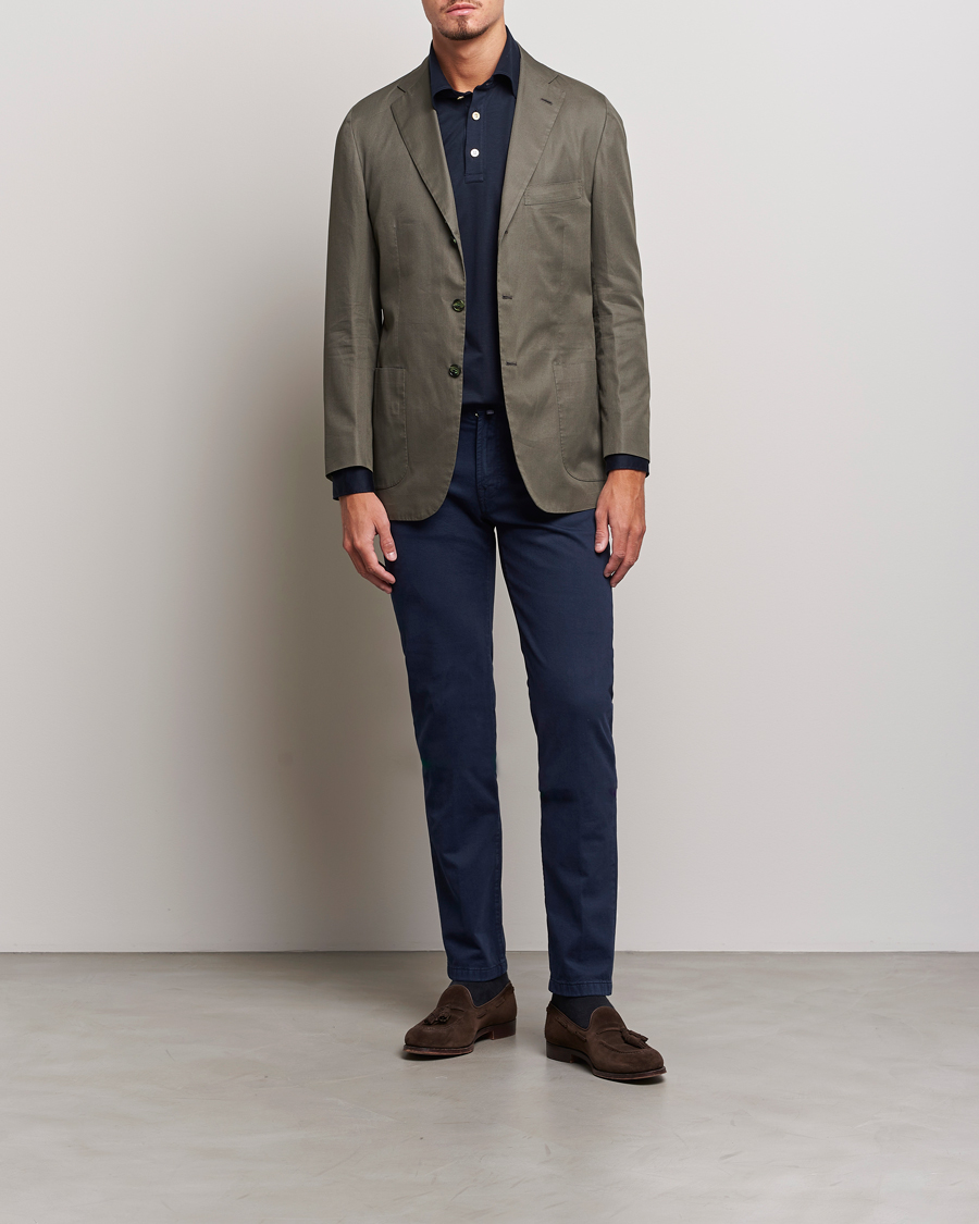 Herre | Bukser | Kiton | Slim Fit Cashmere/Cotton 5-Pocket Pants Navy