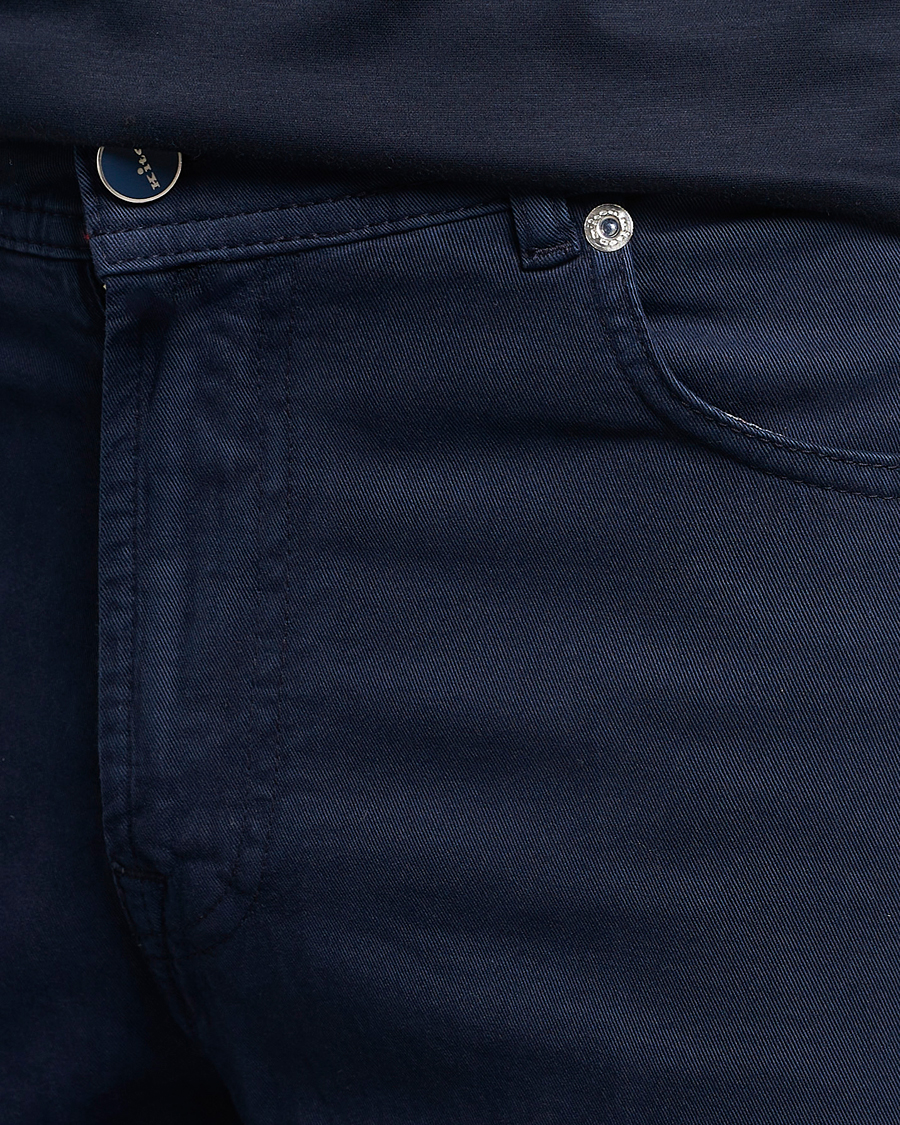 Herre | Bukser | Kiton | Slim Fit Cashmere/Cotton 5-Pocket Pants Navy