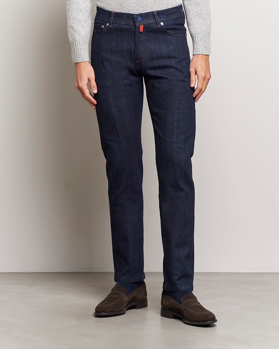 Herre | Jeans | Kiton | Slim Fit Stretch Jeans Dark Blue Wash
