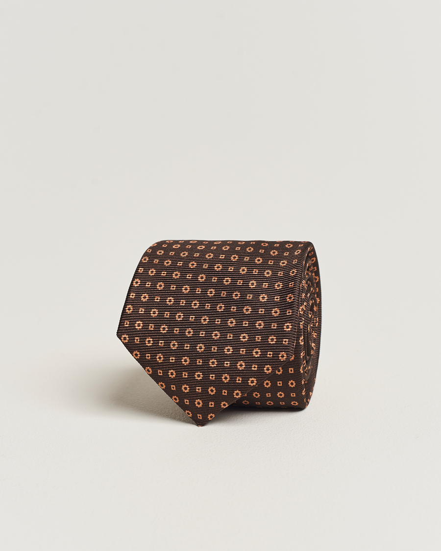 Herre | Kiton Micro Dot Silk Tie Brown | Kiton | Micro Dot Silk Tie Brown