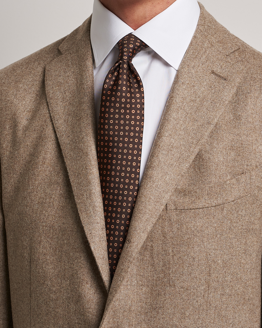 Herre |  | Kiton | Micro Dot Silk Tie Brown