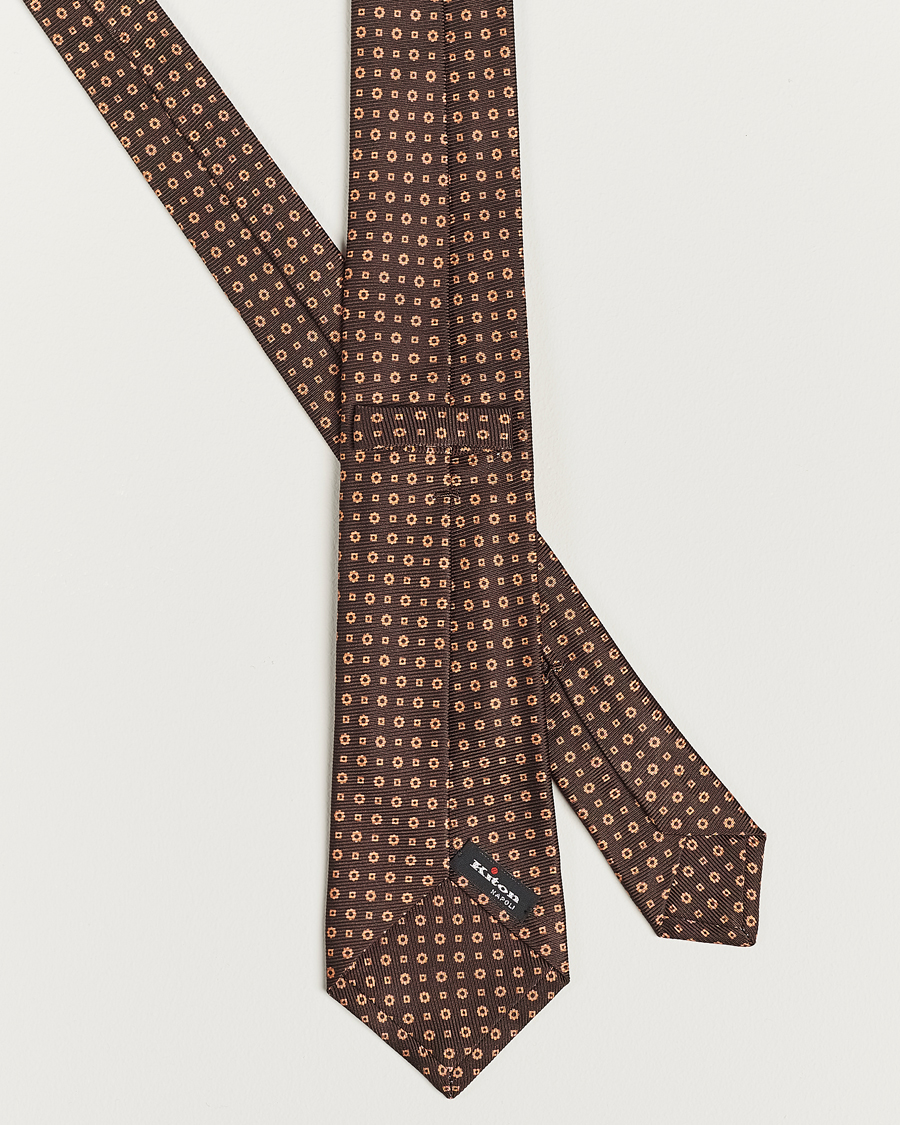 Herre | Kiton Micro Dot Silk Tie Brown | Kiton | Micro Dot Silk Tie Brown