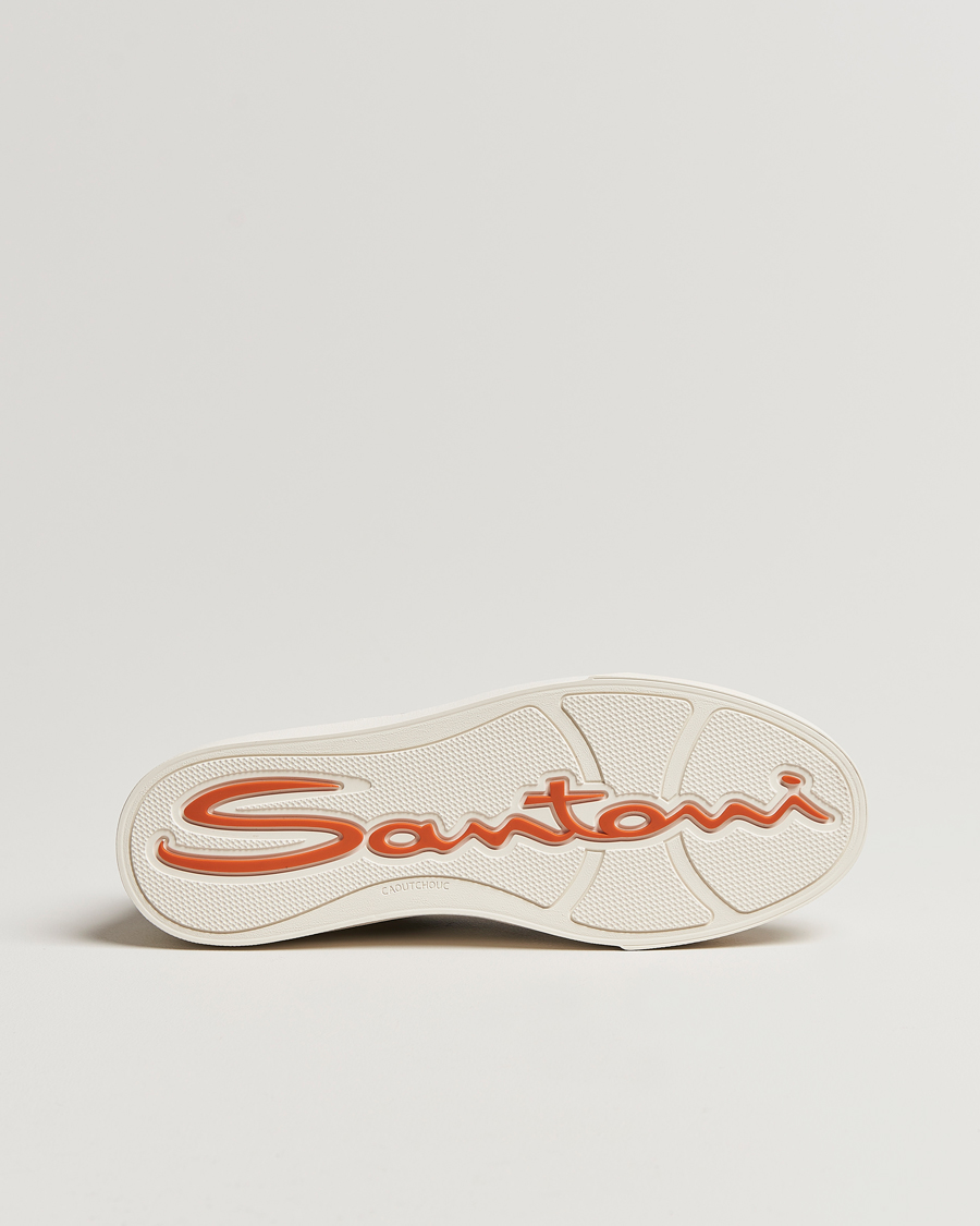 Herre | Santoni Double Buckle Sneakers White/Black | Santoni | Double Buckle Sneakers White/Black