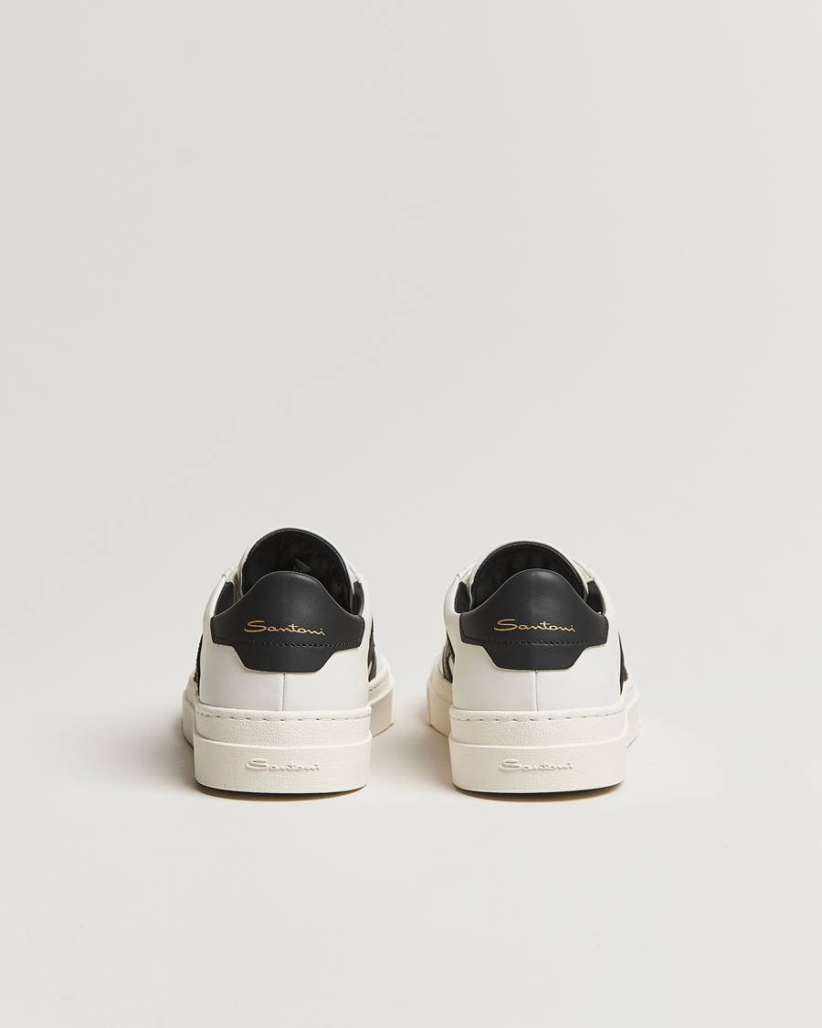 Herre | Santoni Double Buckle Sneakers White/Black | Santoni | Double Buckle Sneakers White/Black