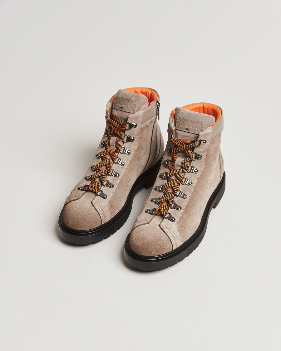 Herre | Snørestøvler | Santoni | St Moritz Winter Boots Beige Suede