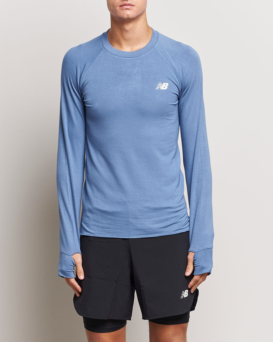 Herr | Långärmade t-shirts | New Balance | Running Q Speed Jacquard Long Sleeve T-Shirt Mercury Blue