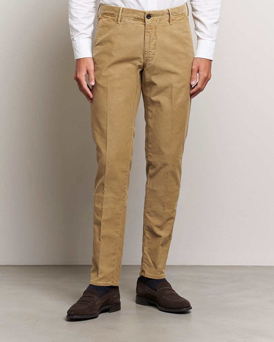 Herre | Bukser | Incotex | Slim Fit Garment Dyed Slacks Khaki