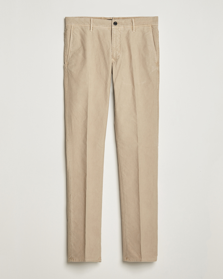 Herre | Bukser | Incotex | Slim Fit Garment Dyed Slacks Beige