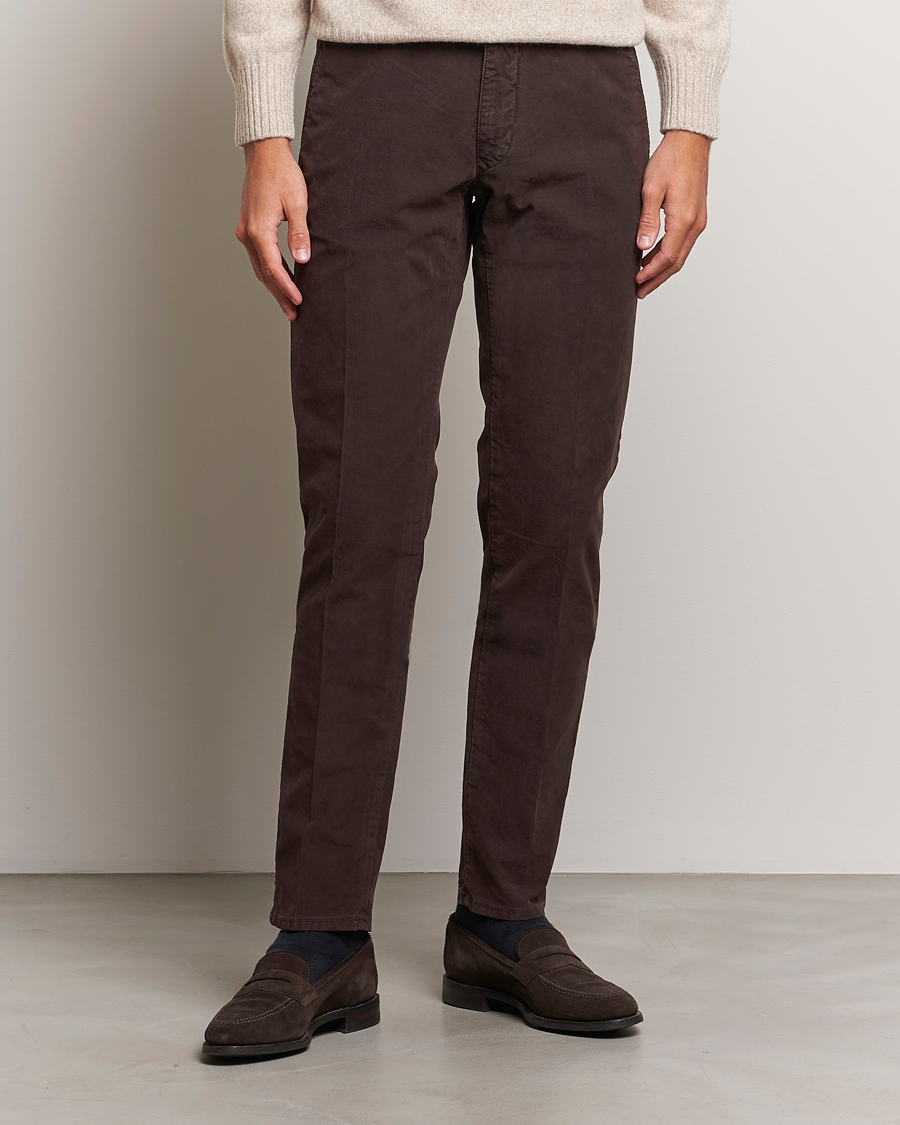 Herre | Bukser | Incotex | Slim Fit Garment Dyed Slacks Dark Brown