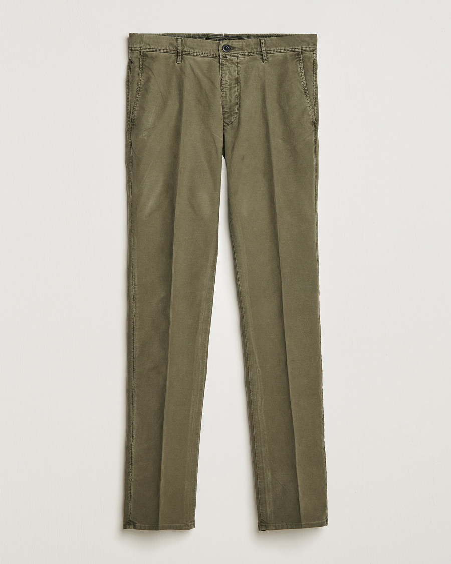 Herre | Bukser | Incotex | Slim Fit Garment Dyed Slacks Military