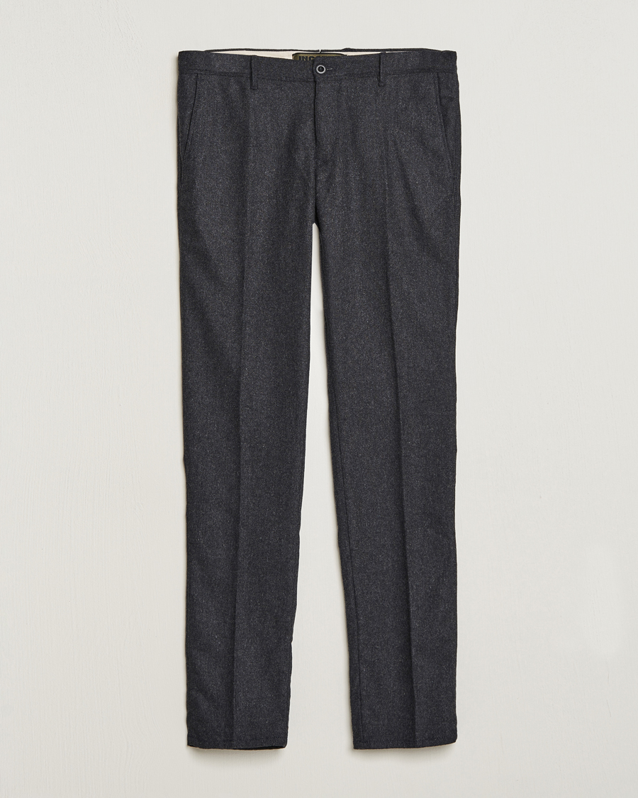 Herre | Bukser | Incotex | Slim Fit Washed Flannel Stretch Slacks Dark Grey