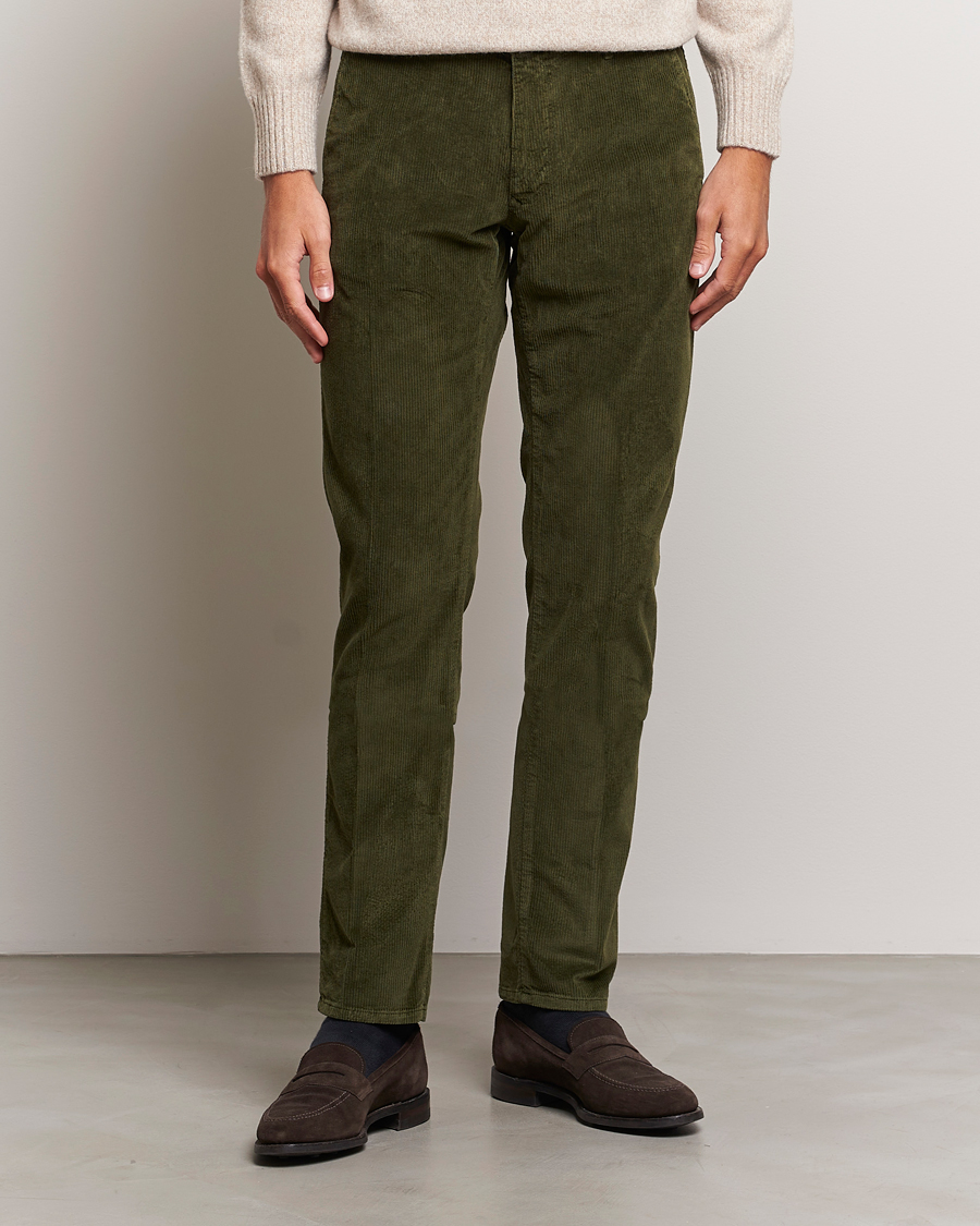 Herre | Bukser | Incotex | Slim Fit Leisure Cord Slacks Forest Green