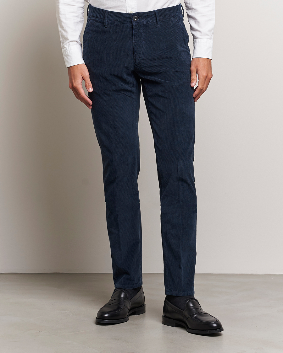 Herre | Fløjlsbukser | Incotex | Slim Fit Leisure Cord Slacks Navy