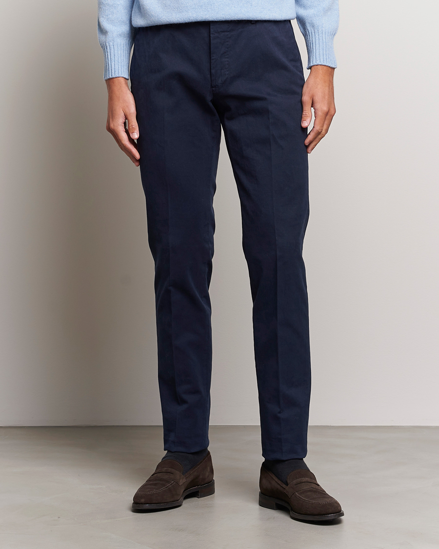 Herre | Chinos | Incotex | Slim Fit Cotton Stretch Chinos Navy