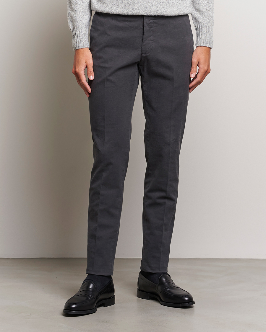 Herre | Bukser | Incotex | Slim Fit Cotton Stretch Chinos Dark Grey