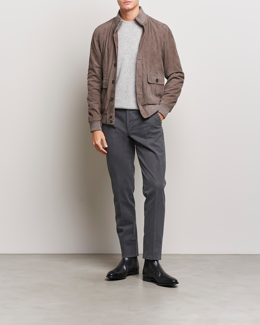 Herre | Bukser | Incotex | Regular Fit Cotton Chinos Dark Grey