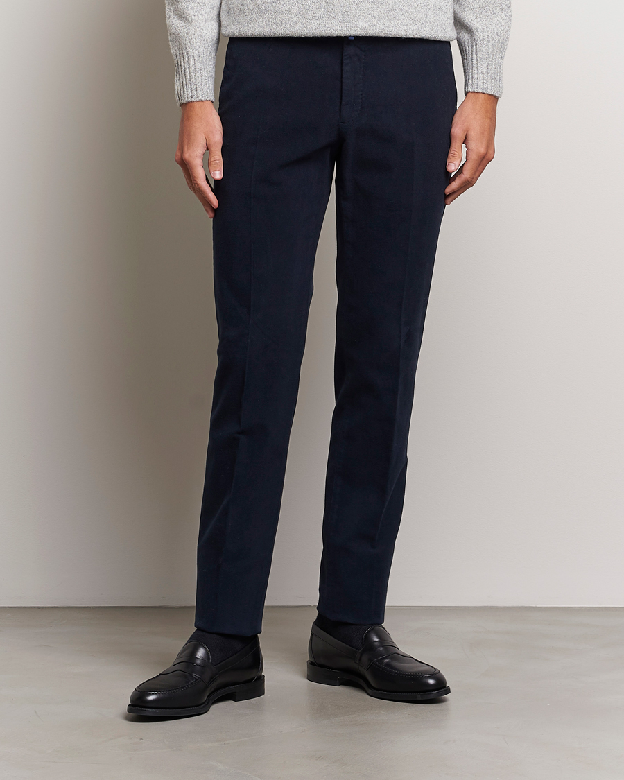 Herre | Bukser | Incotex | Slim Fit Luxury Moleskine Trousers Navy