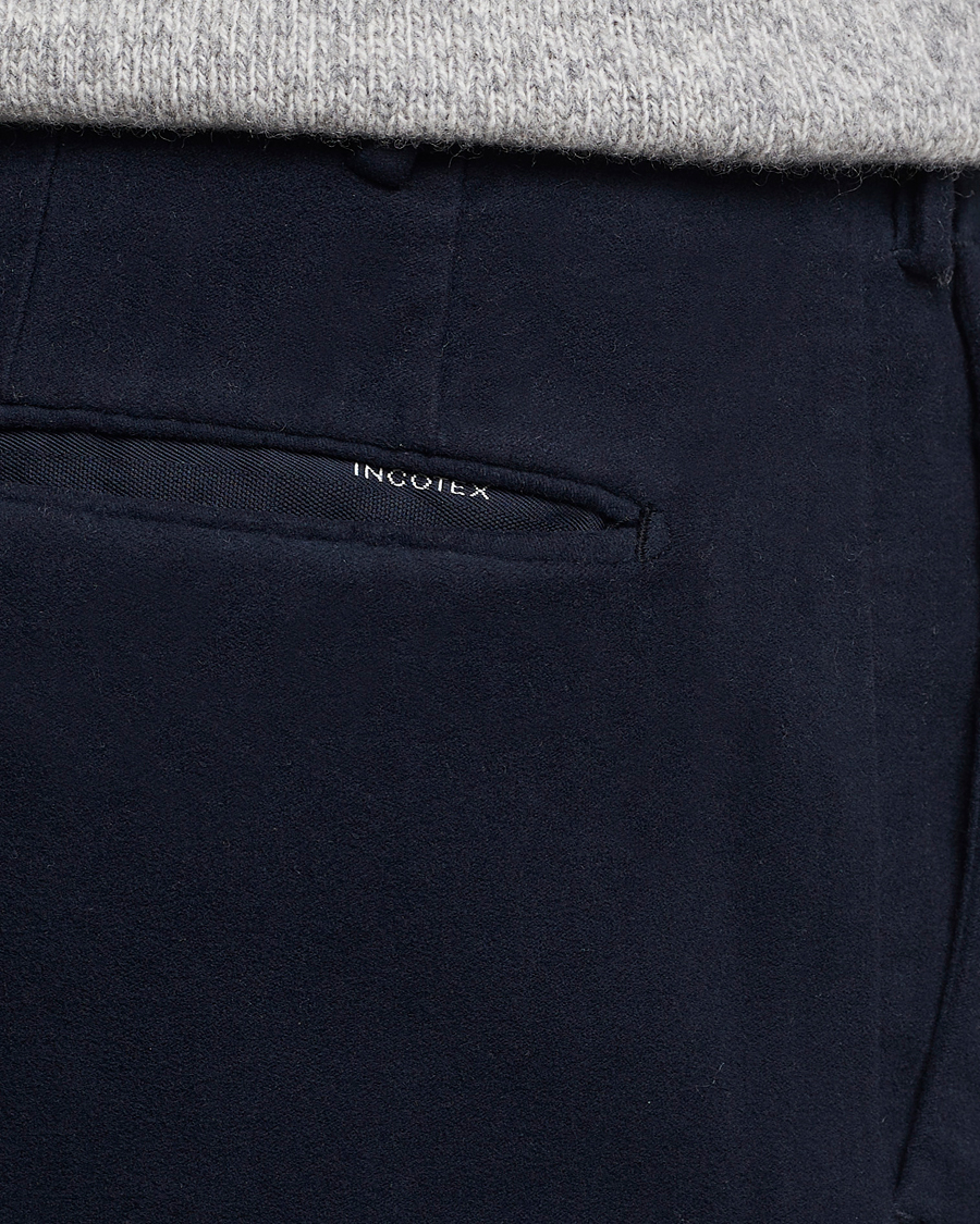 Herre | Bukser | Incotex | Slim Fit Luxury Moleskine Trousers Navy