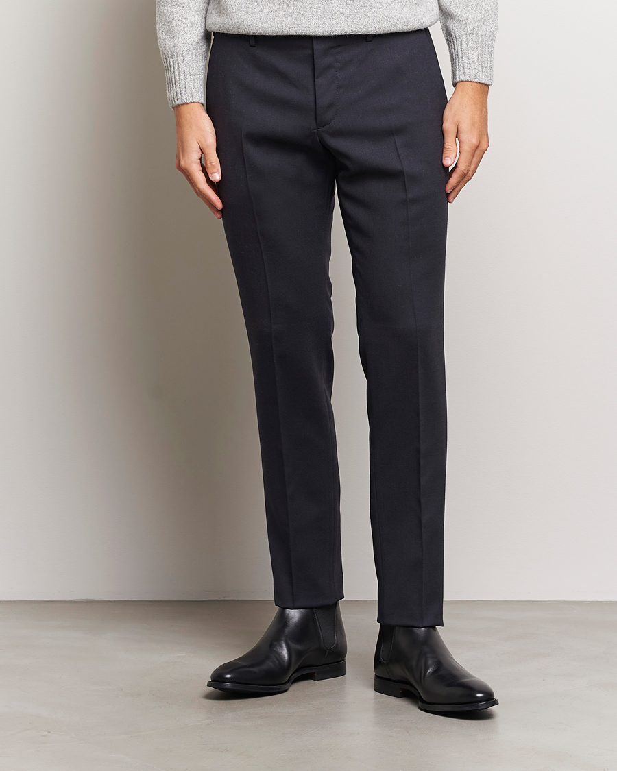 Herre | Afdelinger | Incotex | Slim Fit Washable Flannel Trousers Navy