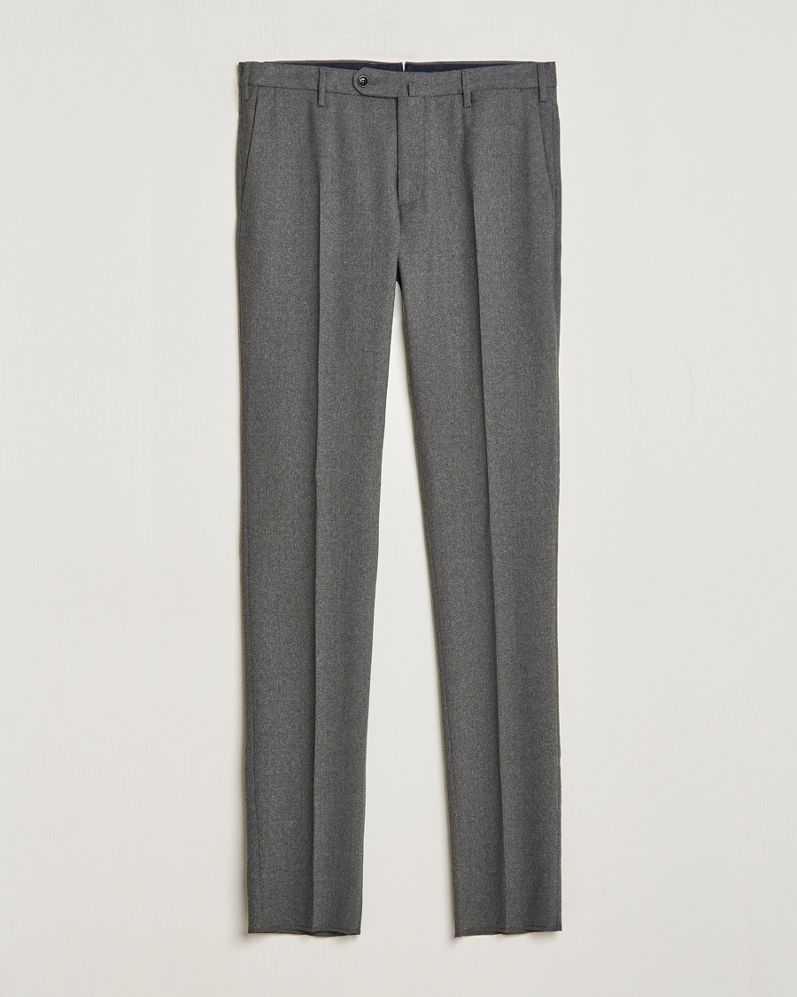 Herre | Bukser | Incotex | Slim Fit Washable Flannel Trousers Grey Melange