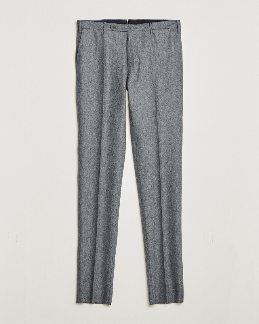 Herre | Bukser | Incotex | Slim Fit Carded Flannel Trousers Grey Melange